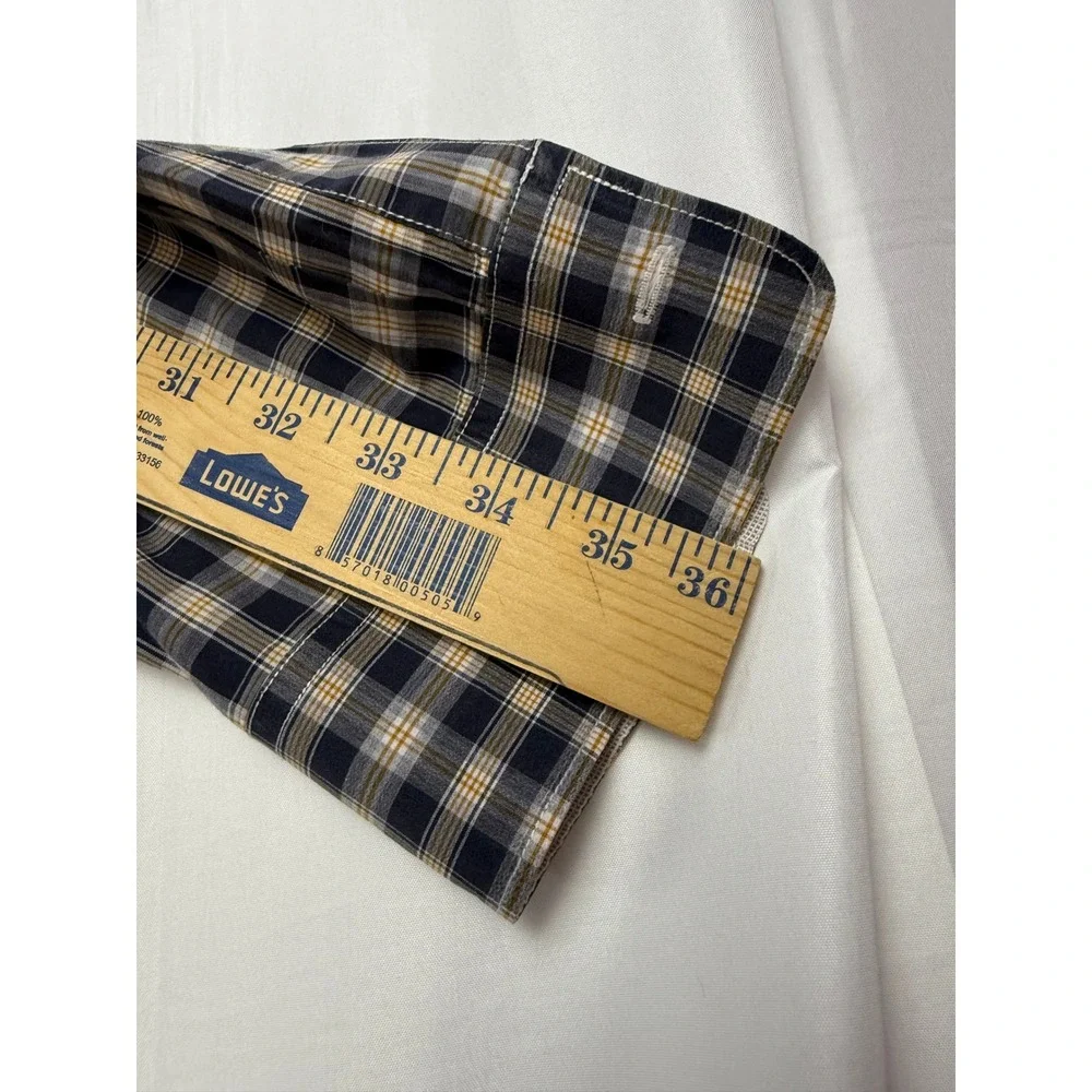 Banana Republic Classic Fit Plaid Button Down Shirt Men's‎ Size L Navy Tan